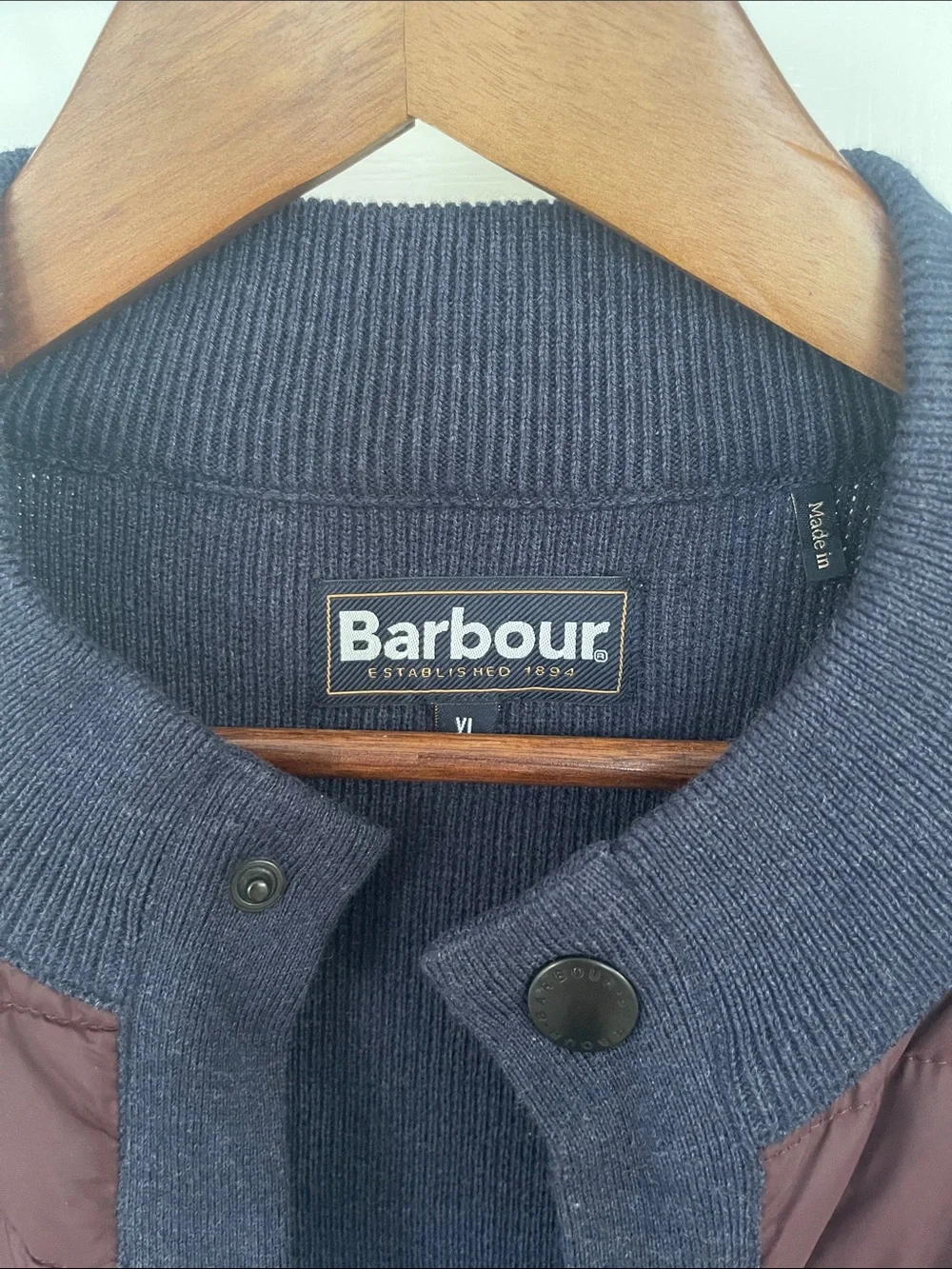 Barbour Quilted Vest in Burgundy with Navy Trim